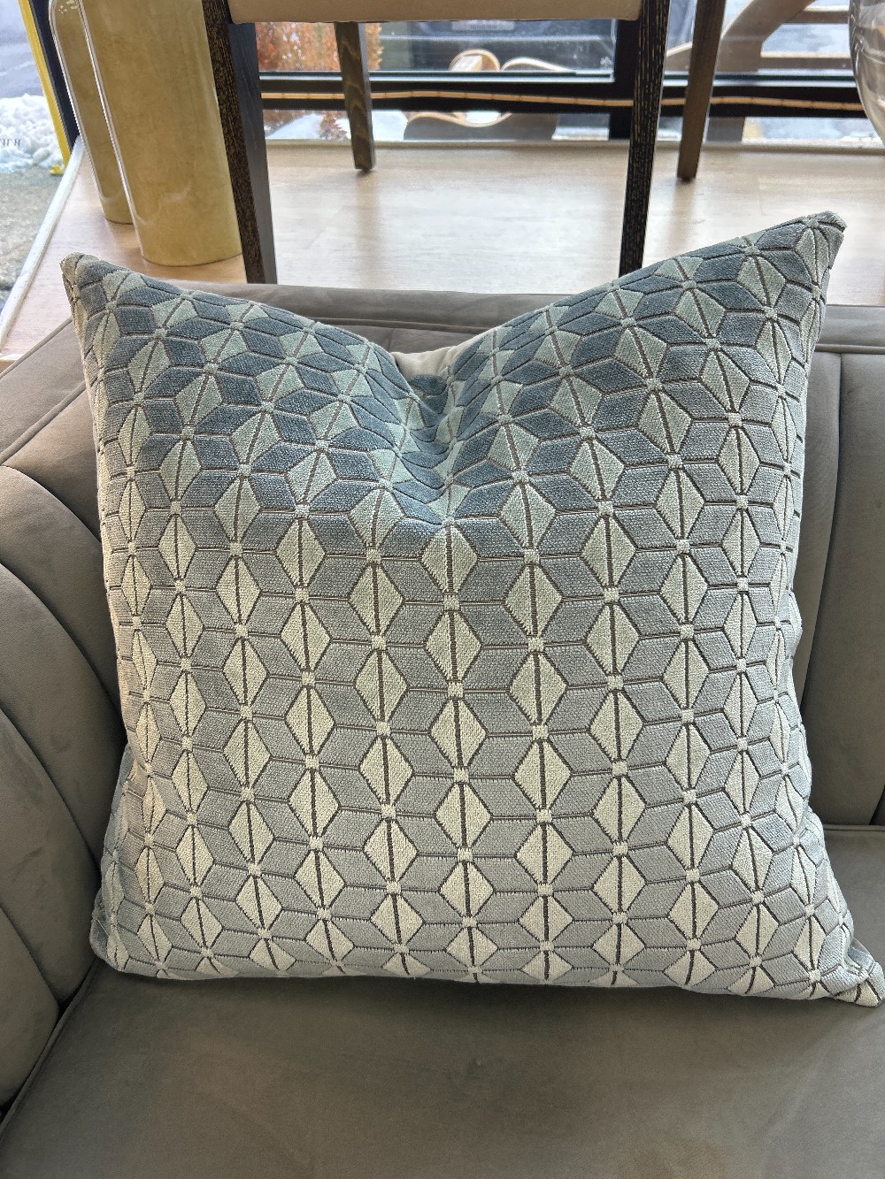 Caldeira Contemporary Geometric Cut Velvet Pillow