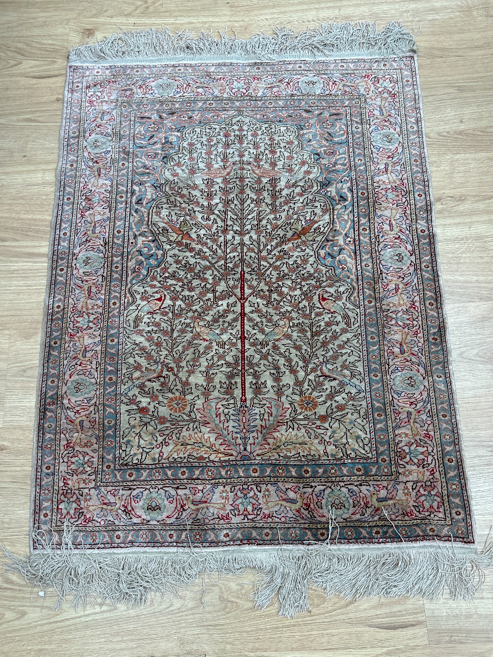 Vintage Turkish Hereke Silk Rug
