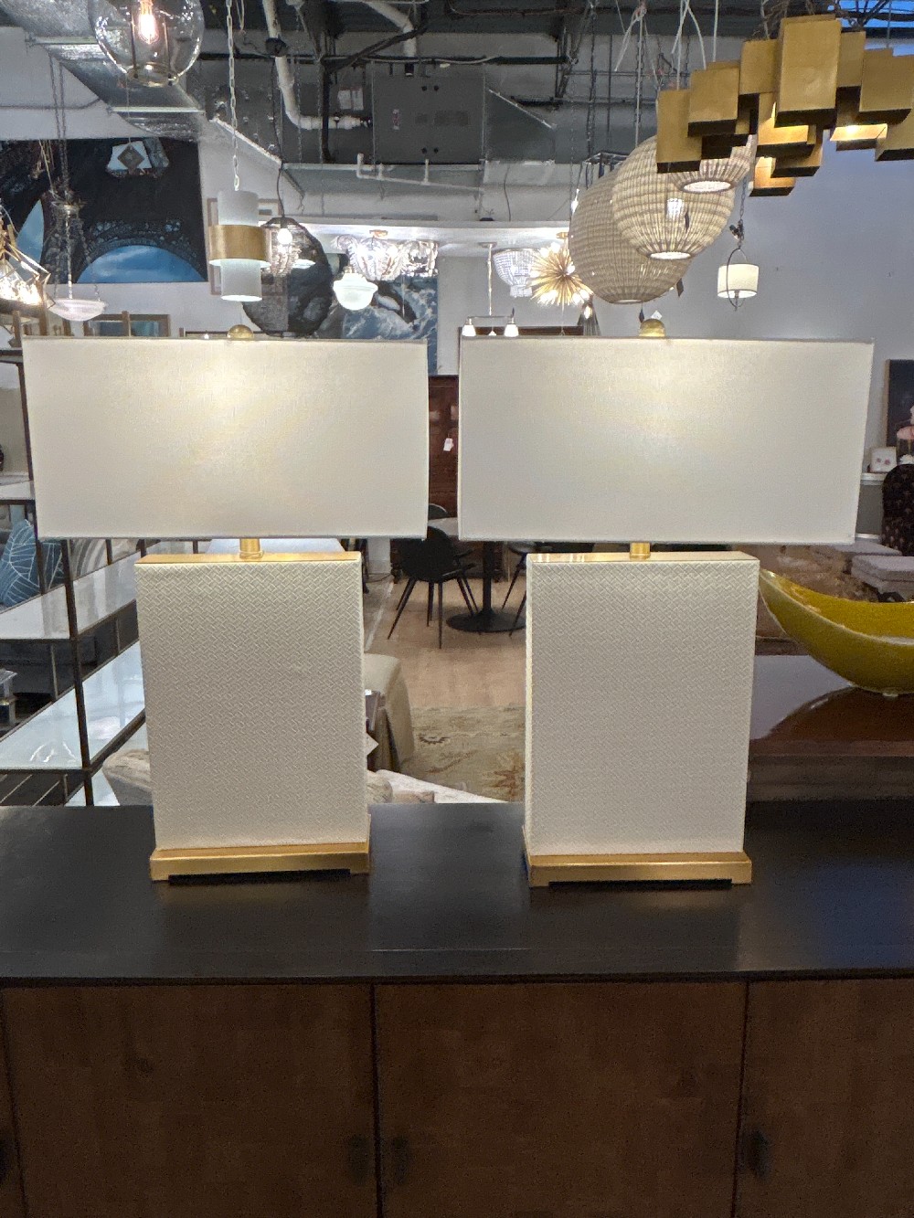 Safavieh Joyce Faux Woven Leather Lamps, Pair