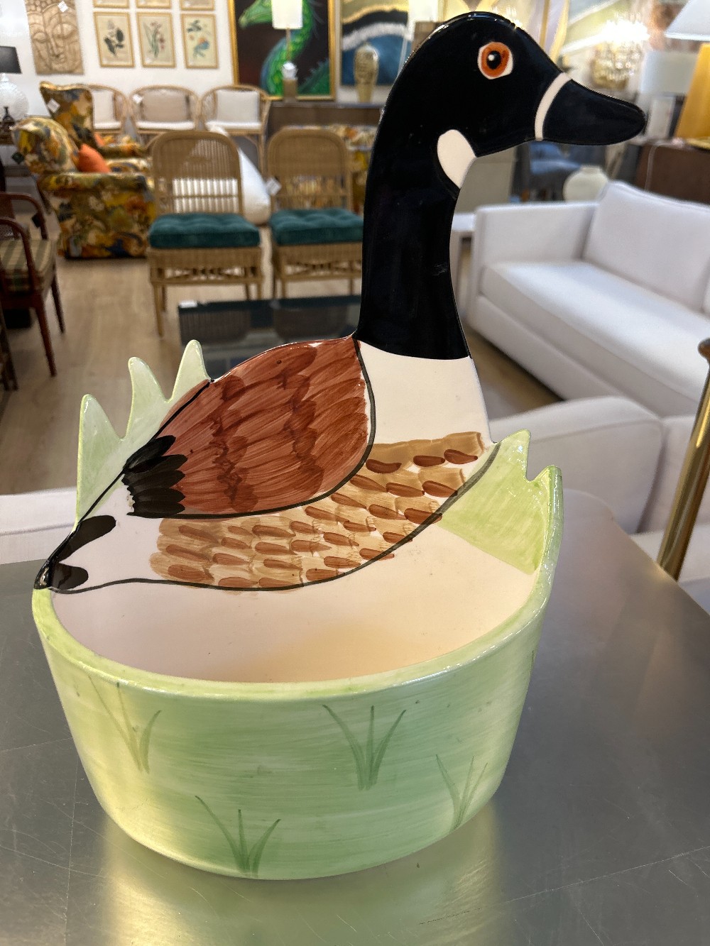 Andrea West for Sigma Painted Ceramic Goose Planter