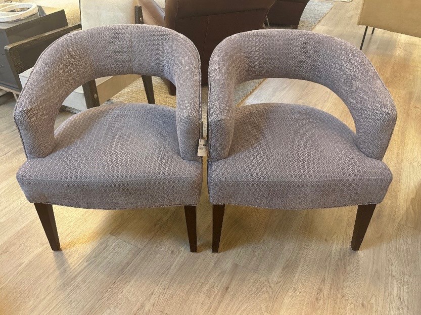 Contemporary Upholstered Arm Chairs, Pair