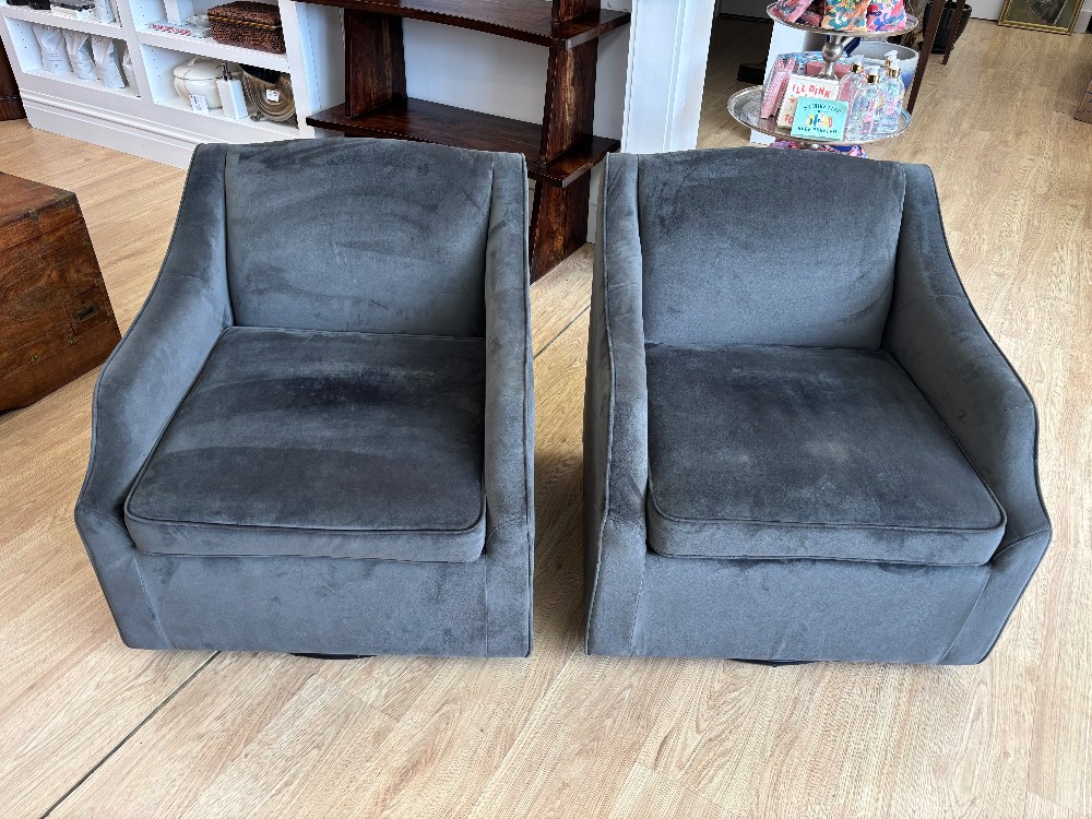 Pottery Barn Emma Swivel Chairs, Pair