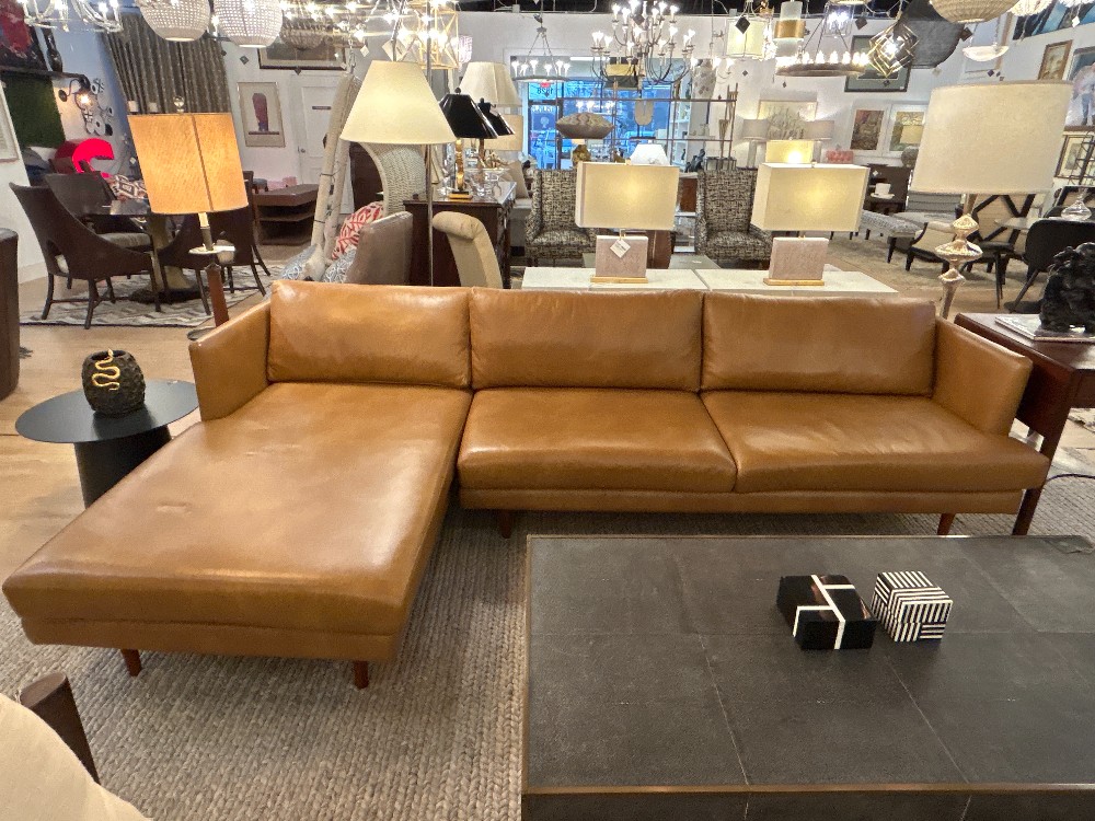 Sofacompany Mid-Century Style Leather Chaise Sectional