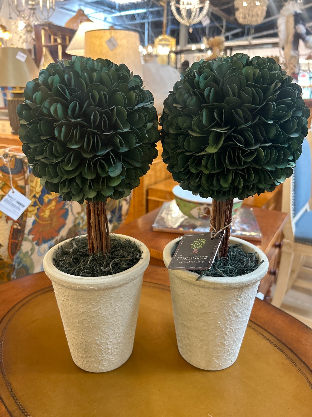 Faux Boxwood Topiaries, Pair