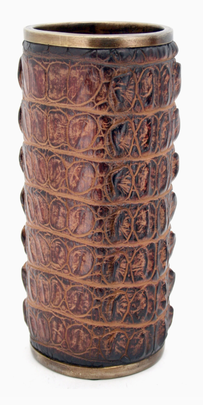 Brown Crocodile Skin Resin Vase - Short