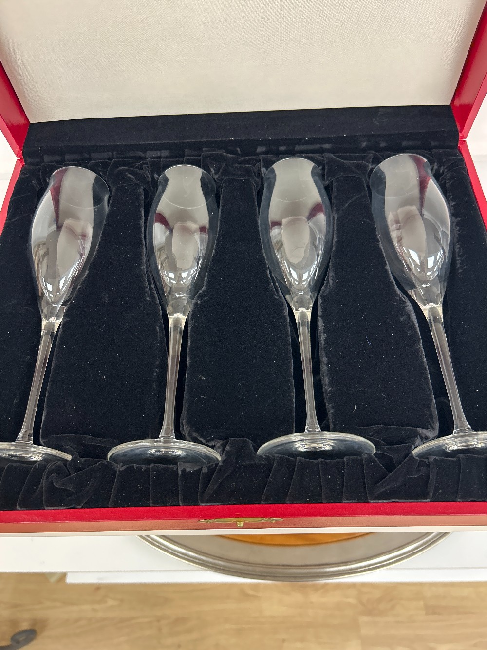 Cartier Crystal Champagne Flutes with Box, Set of 4