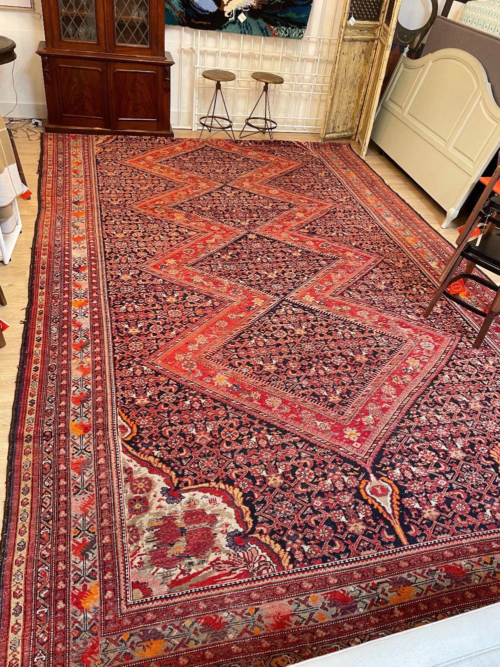 Vintage Persian Soumak Large Wool Area Rug