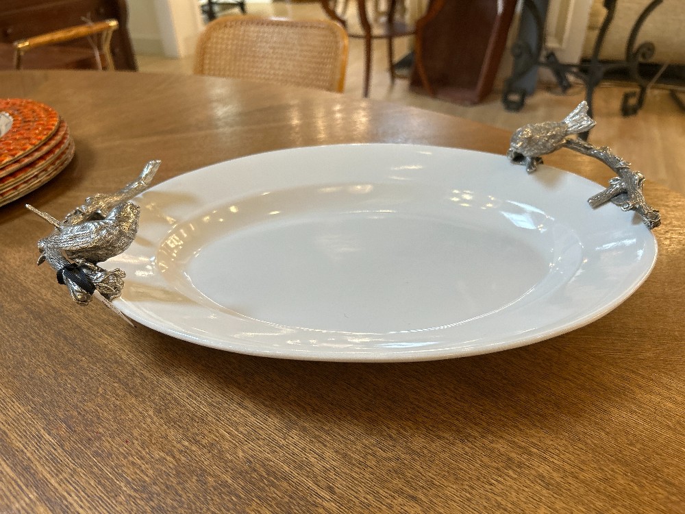 Vagabond House Pewter Song Bird Ceramic Tray