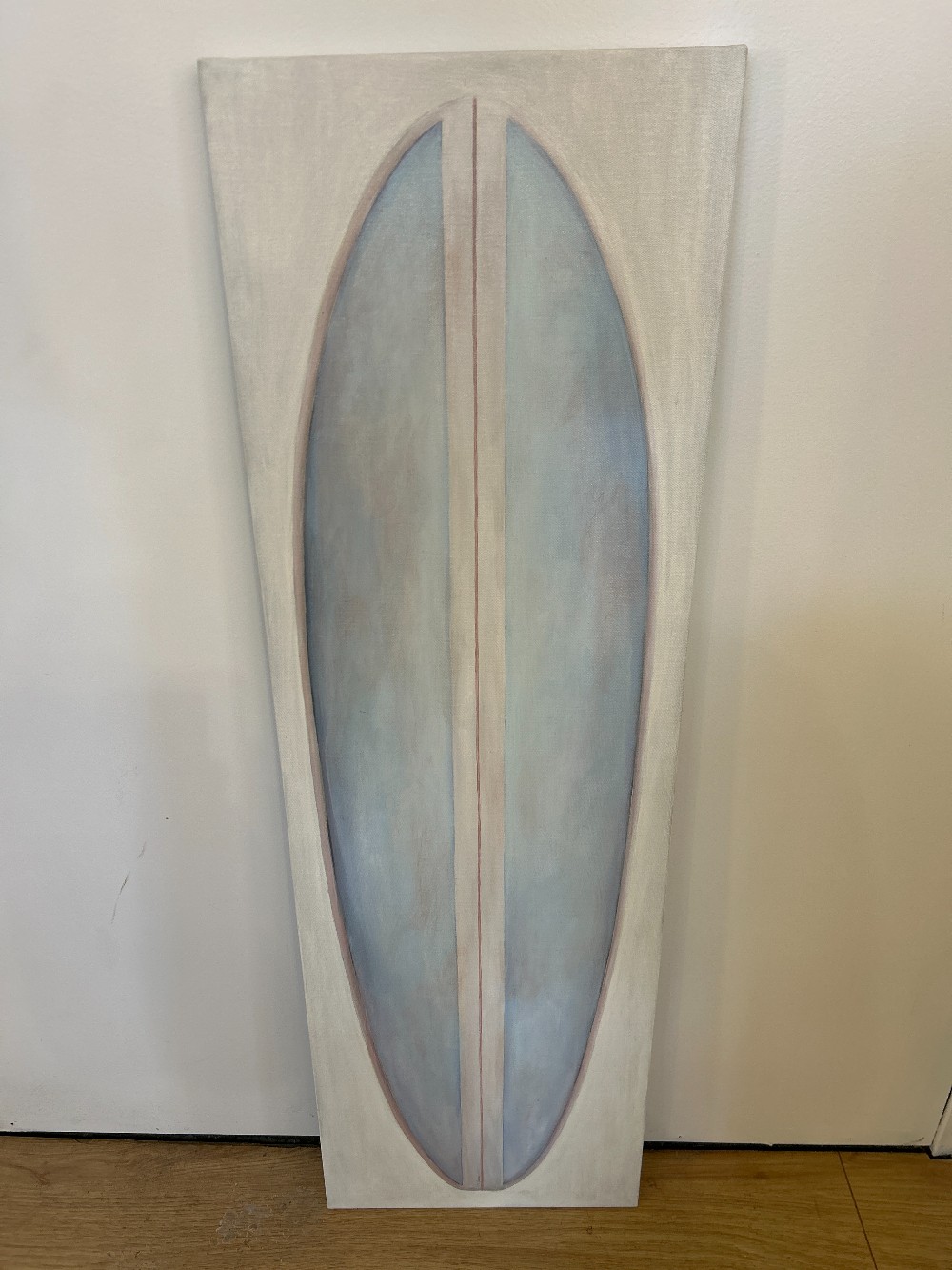 Surfboard Oil Painting on Canvas by Carol Saxe, Signed