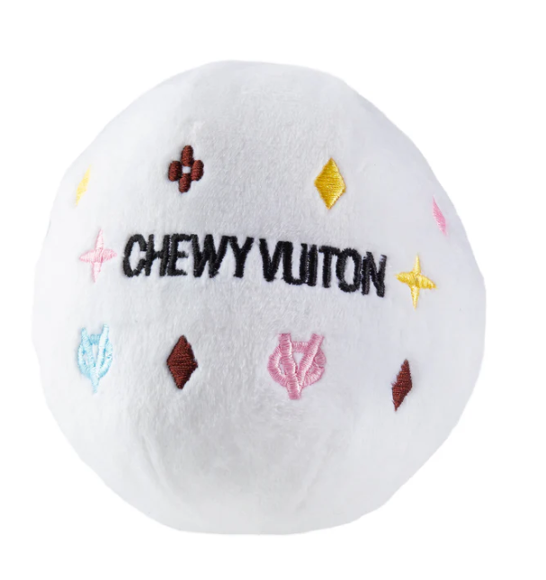 White Chewy Vuiton Ball Dog Toy