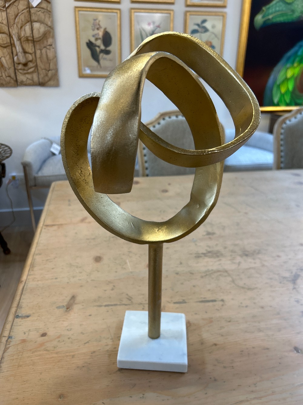 Zodax Modern Gold Abstract Sculpture on Marble