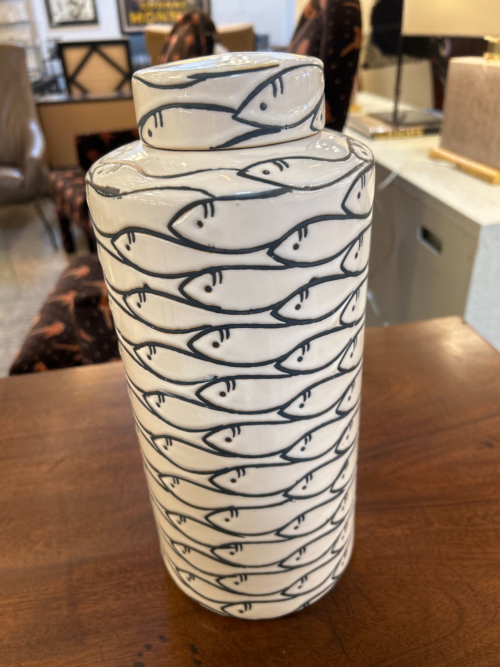 Tozai Home Tall Ceramic Fish Jar