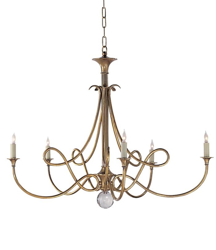 Visual Comfort Double Twist Antique Brass Chandelier