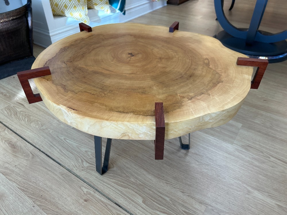 Custom Maple with Cherry Clamps Coffee Table