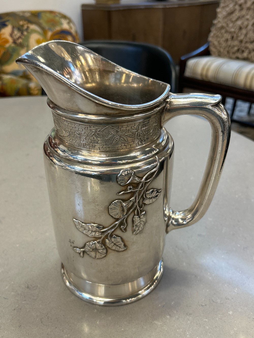 Reed & Barton Silver Plated Floral Design Pitcher