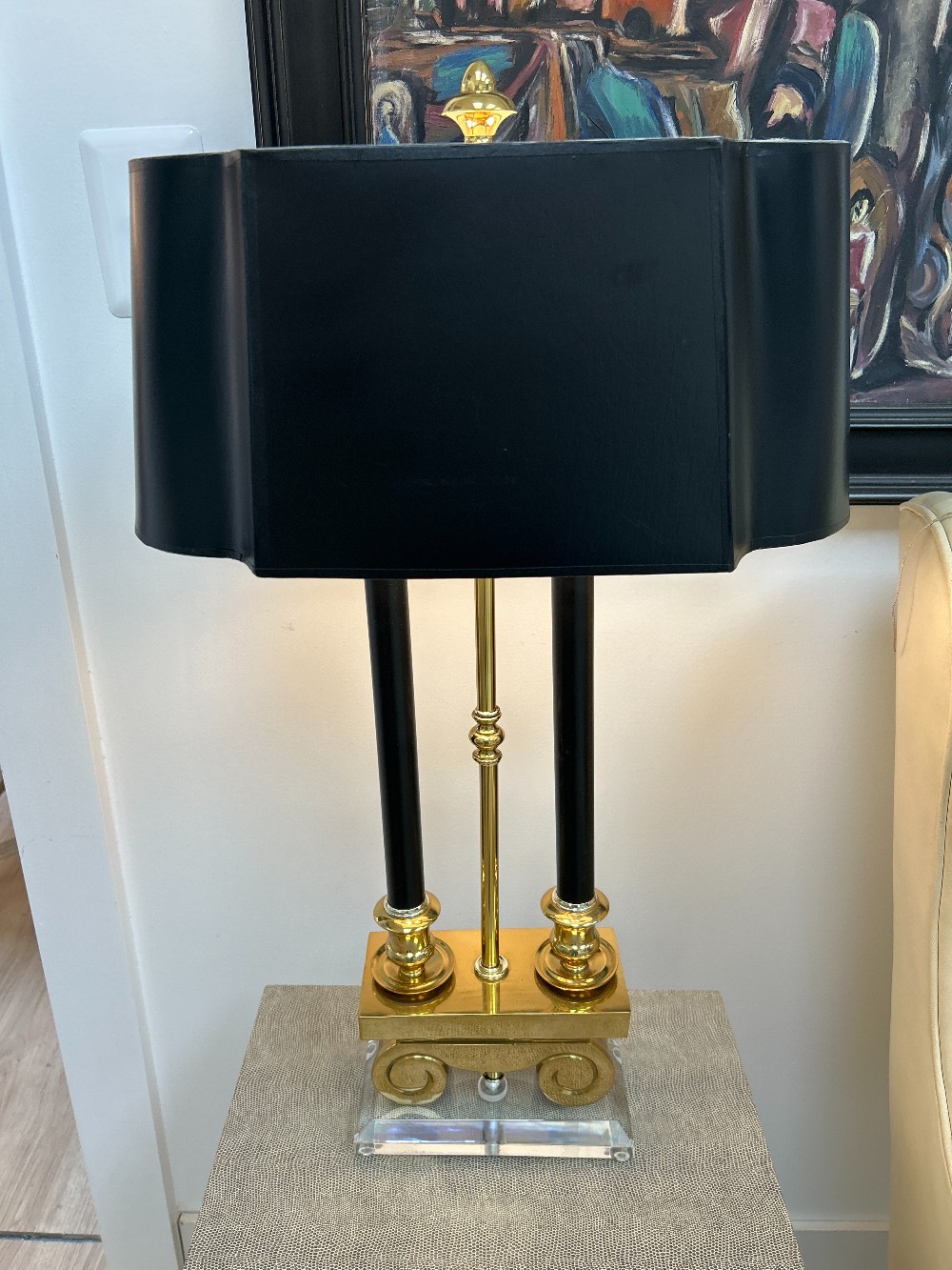 Vintage Acrylic Base Bouillotte Lamp