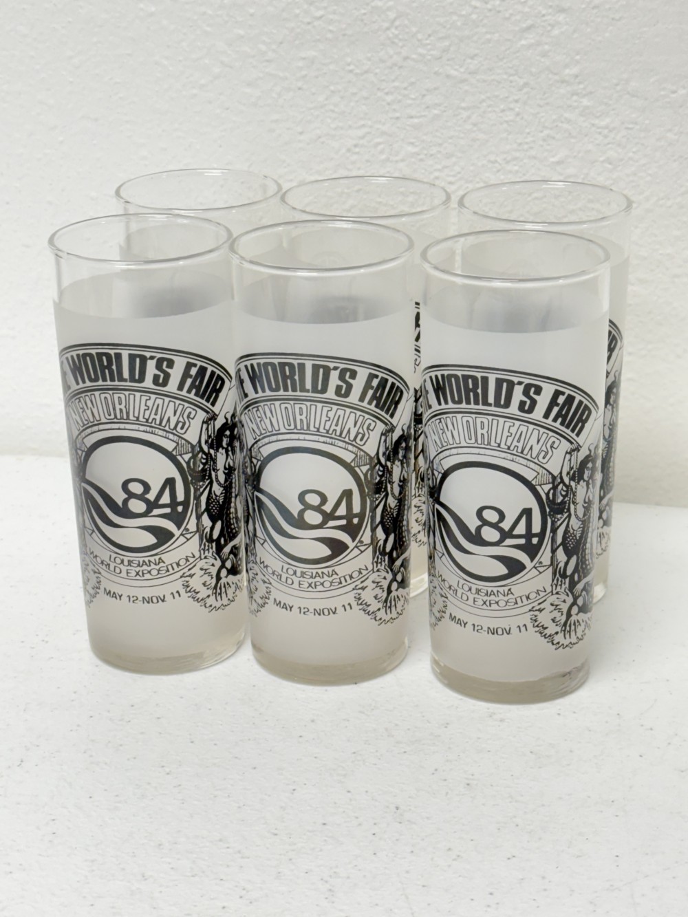 1984 Libby New Orleans World Fair Frosted Glasses