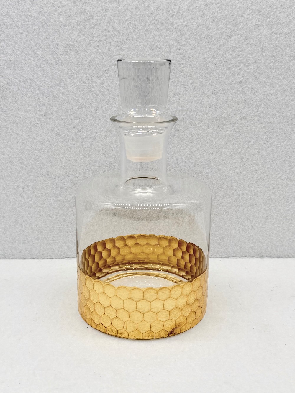 Fitz & Floyd Gold Leaf Decanter & 4 Glasses