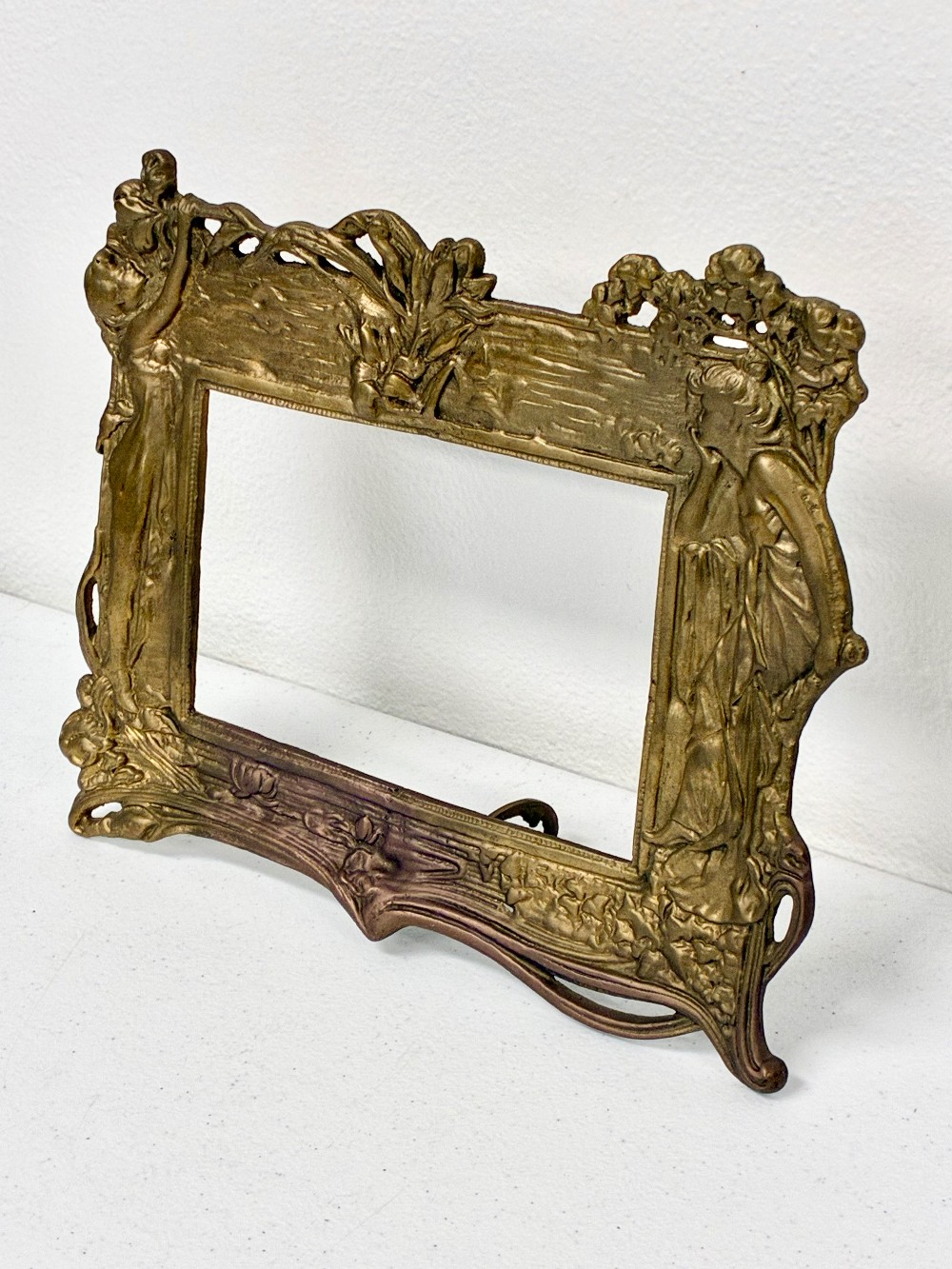 Large Brass  Art  Nouveau Easel Bsck Frame