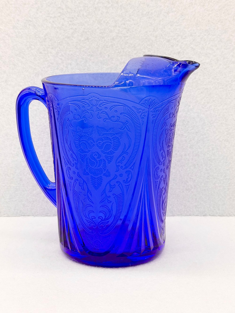 Hazel Atlas ~ Cobalt Blue Lipped Pitcher