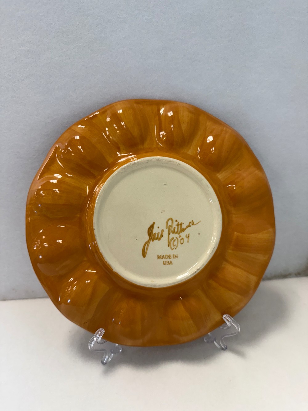 Deviled Egg Dish/J. Pittman/USA/Orange/Brown-LD