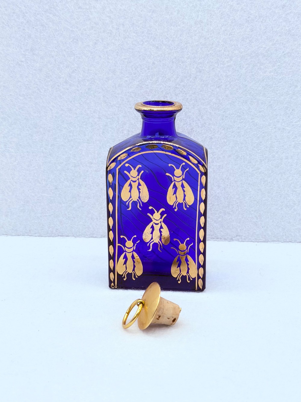 Vtg Napoleonic Cobalt Blue Bee  Set of 2 Jars