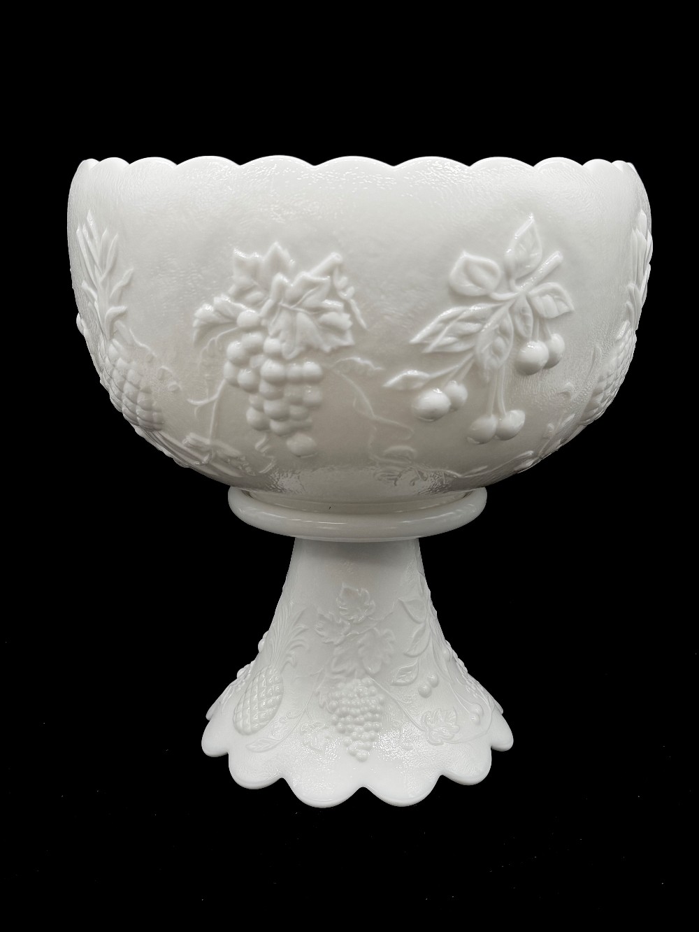 WESTMORELAND PUNCH BOWL & STAND WITH  12 CUPS