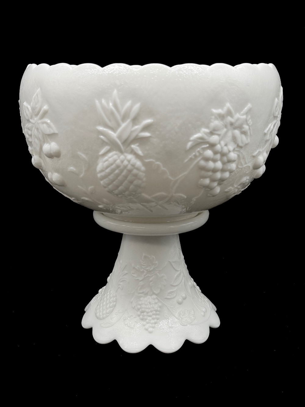 WESTMORELAND PUNCH BOWL & STAND WITH  12 CUPS