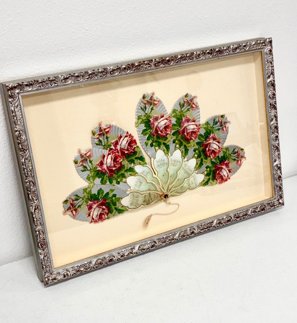 Silver Frame HandPainted VTG Fan