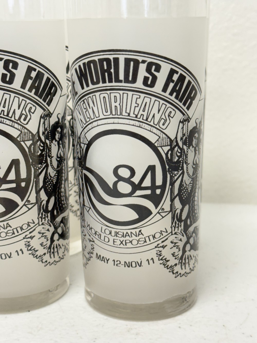 1984 Libby New Orleans World Fair Frosted Glasses