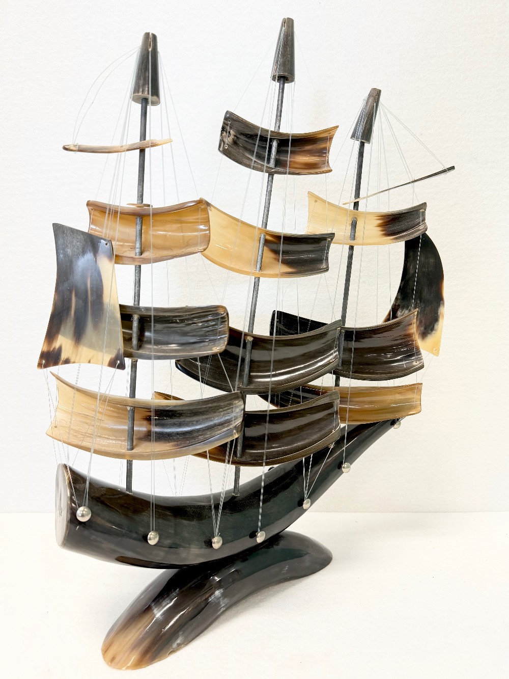 Vintage Handcrafted Buffalo Horn Sailing Ship