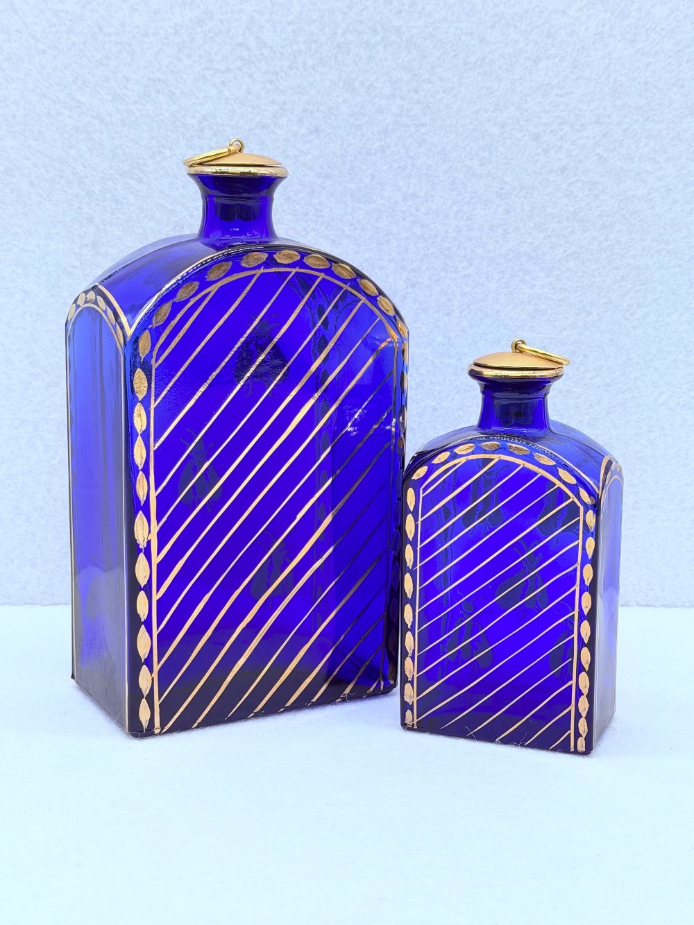 Vtg Napoleonic Cobalt Blue Bee  Set of 2 Jars