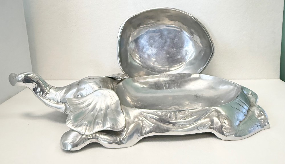 Pewter 2-Piece Elephant Serving Tray