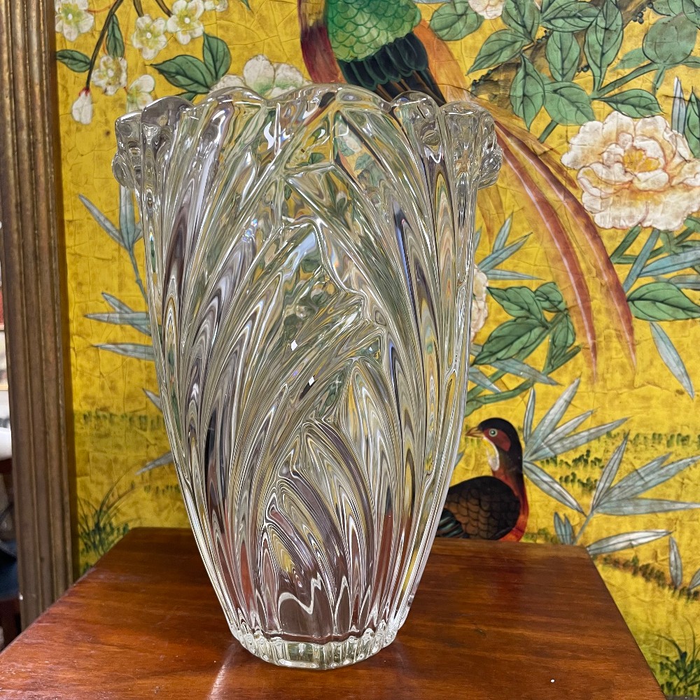 7315-15 Vintage Crystal Cut Glass Vase