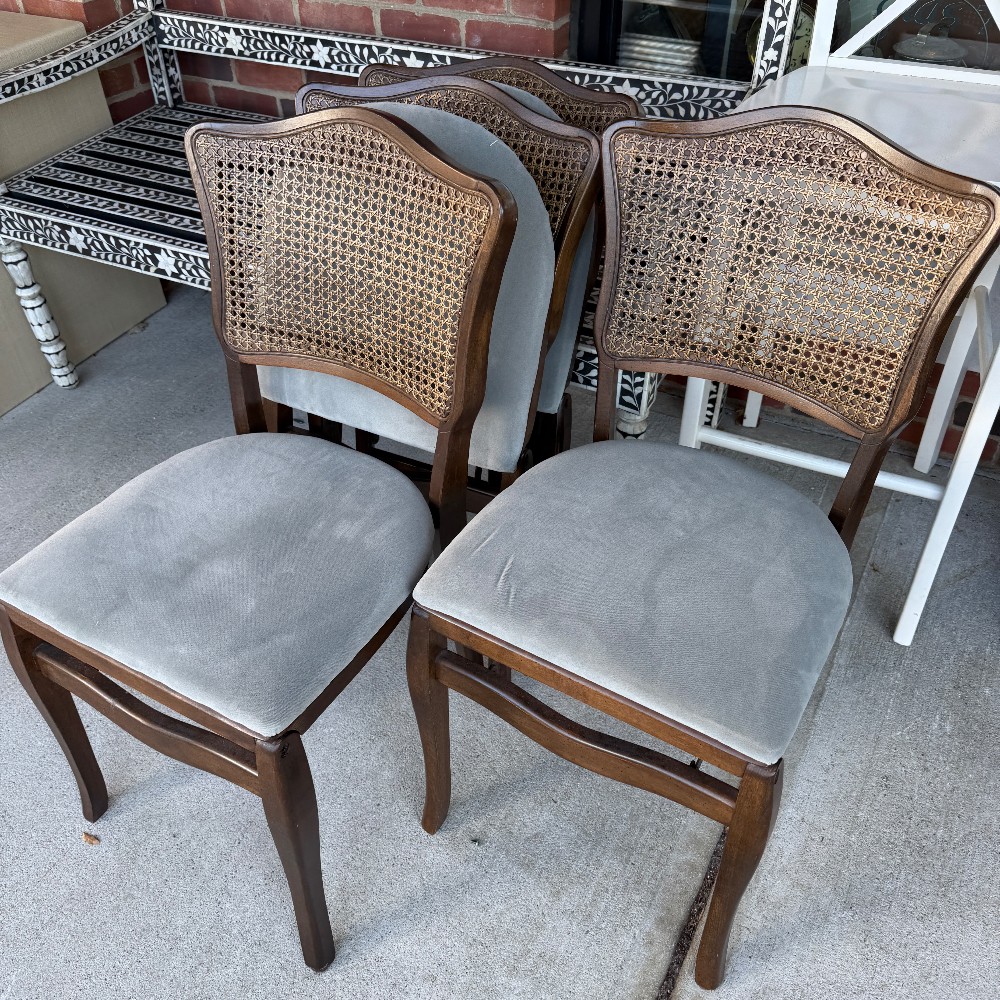 7659-3 Folding Cane Back Chairs (4)