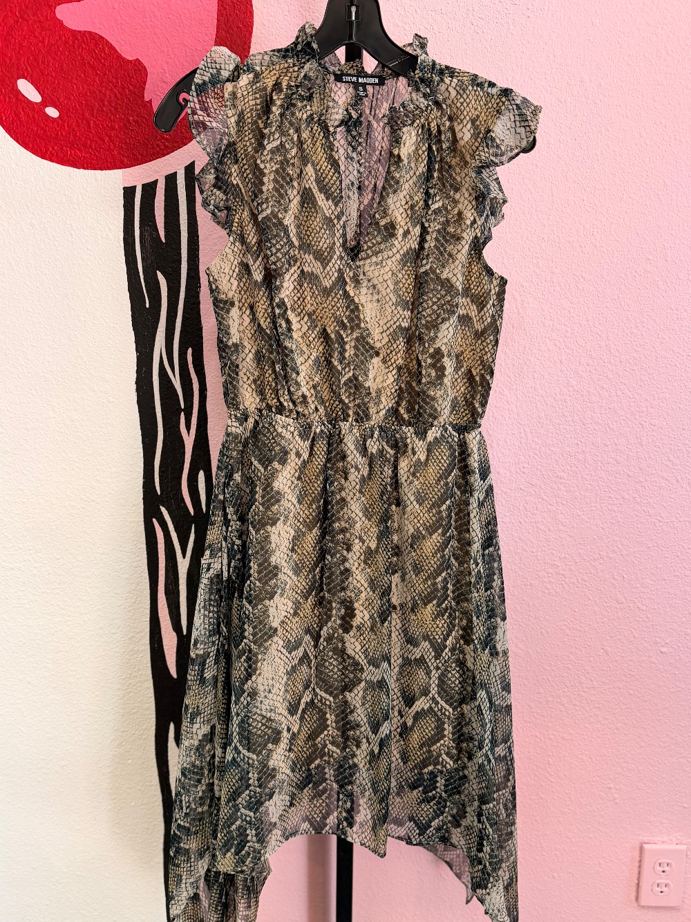 Steve Madden Reptile Ruffle Sleeve Dress