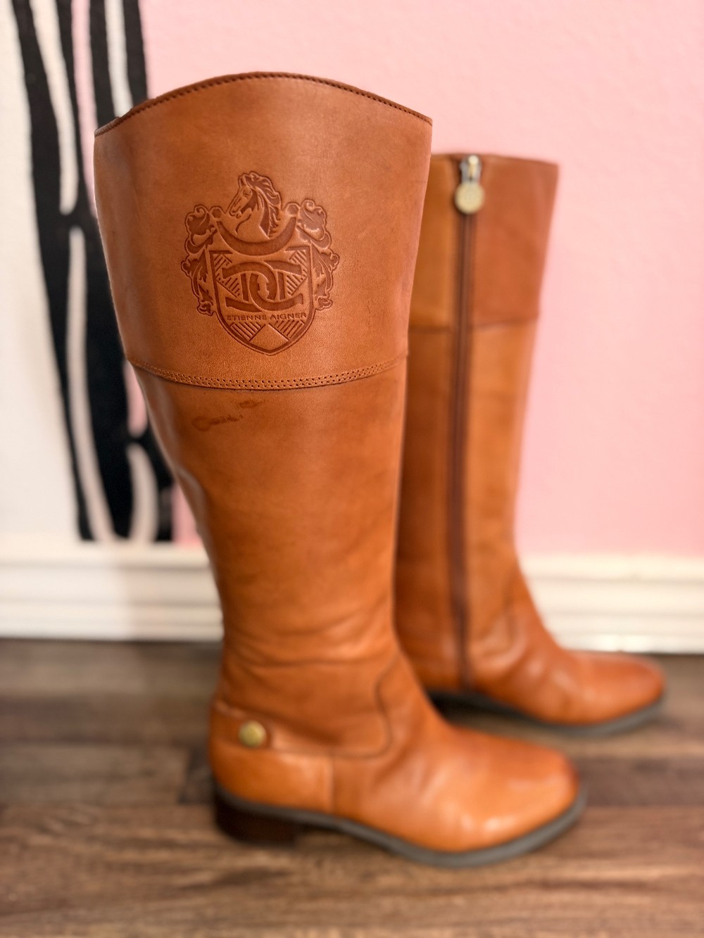Etienne Aigner Leather Knee High Boots