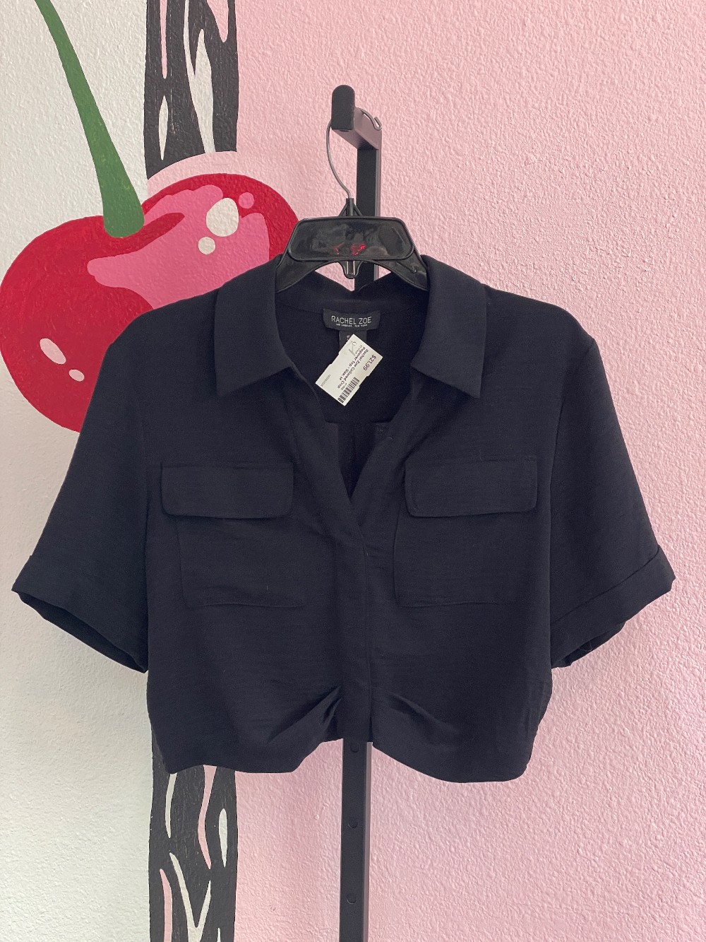 Rachel Zoe Collared Crop Popover Top
