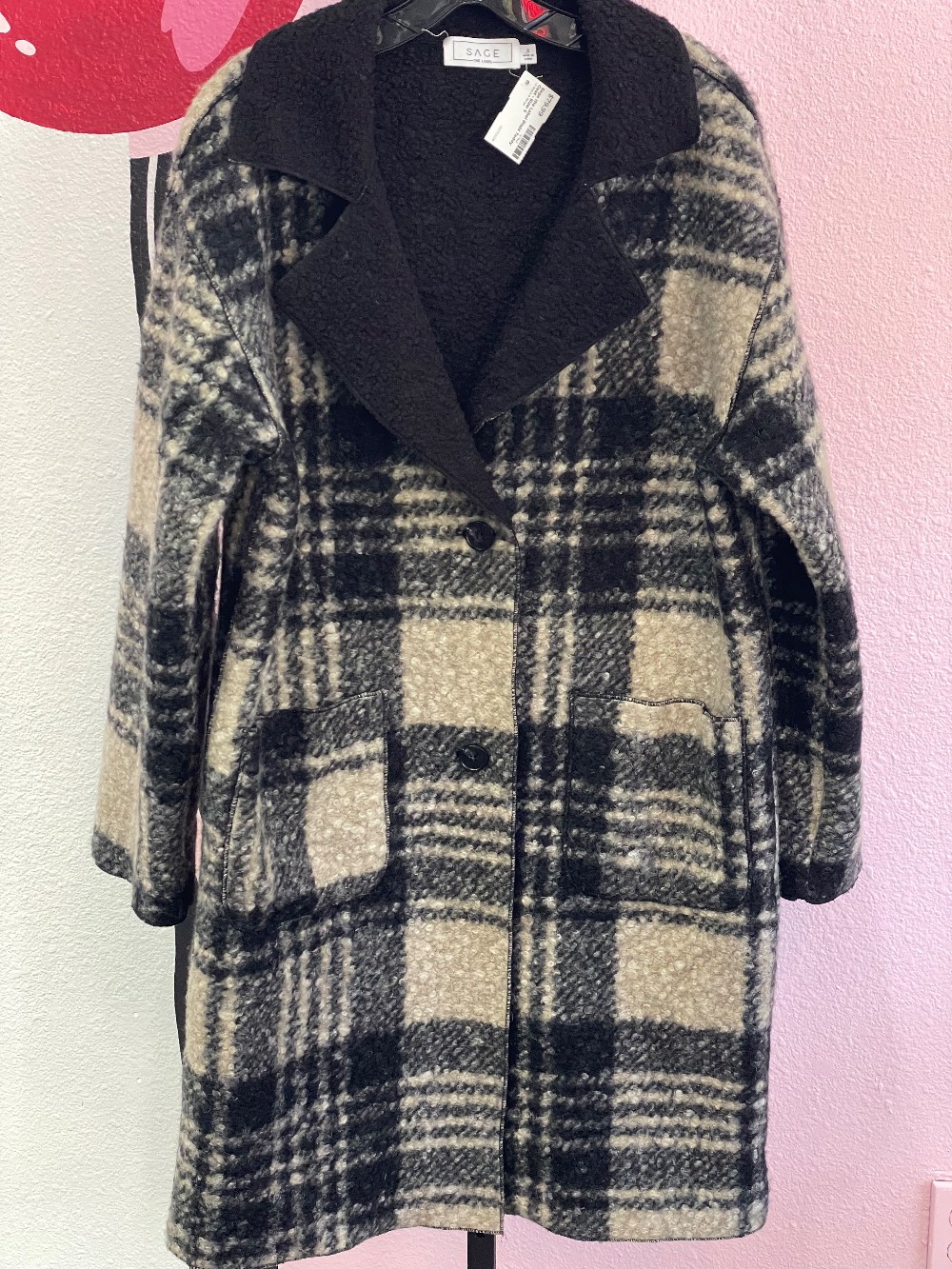 Sage the Label Plaid Teddy Coat
