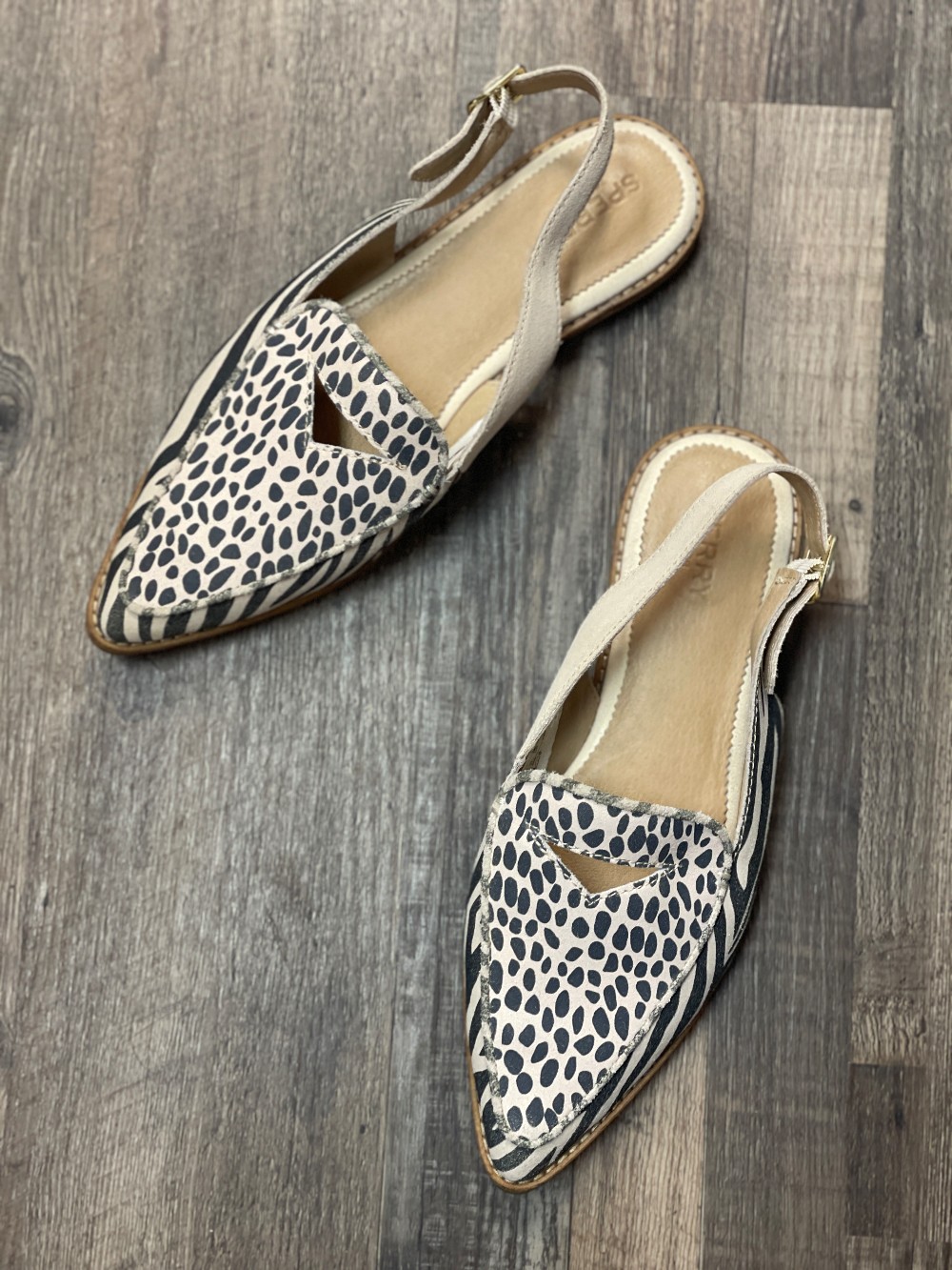 Sperry Animal Print Pointy Sling Backs