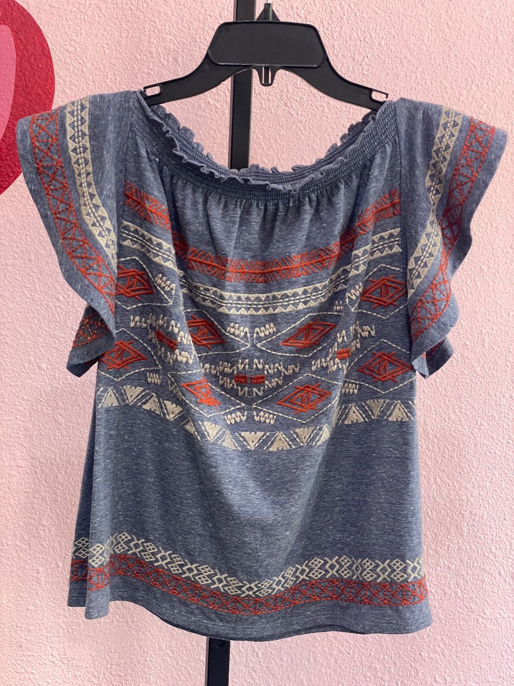 THML Off Shoulder Embroidered Top