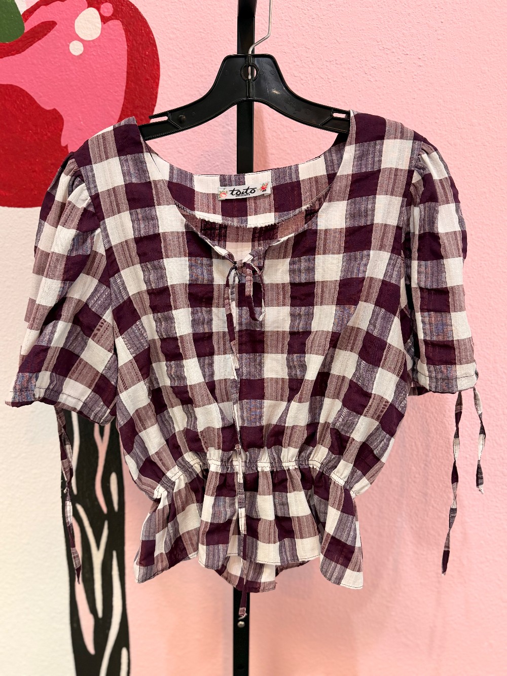 To&To Buffalo Plaid Peplum Top