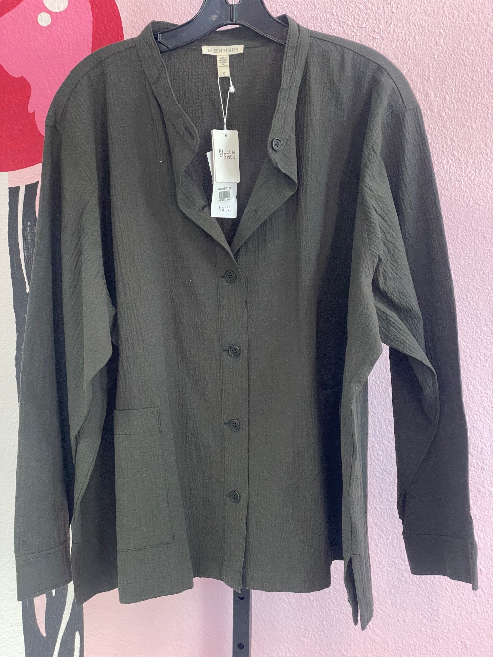 Eileen Fisher Organic Cotton Mandarin Collar Jacket