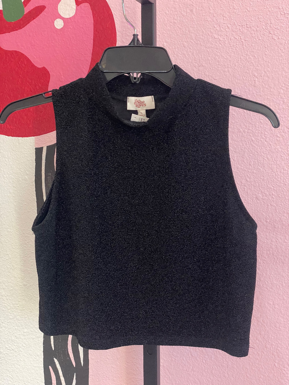If She Loves Sparkle Mock Neck Crop Top