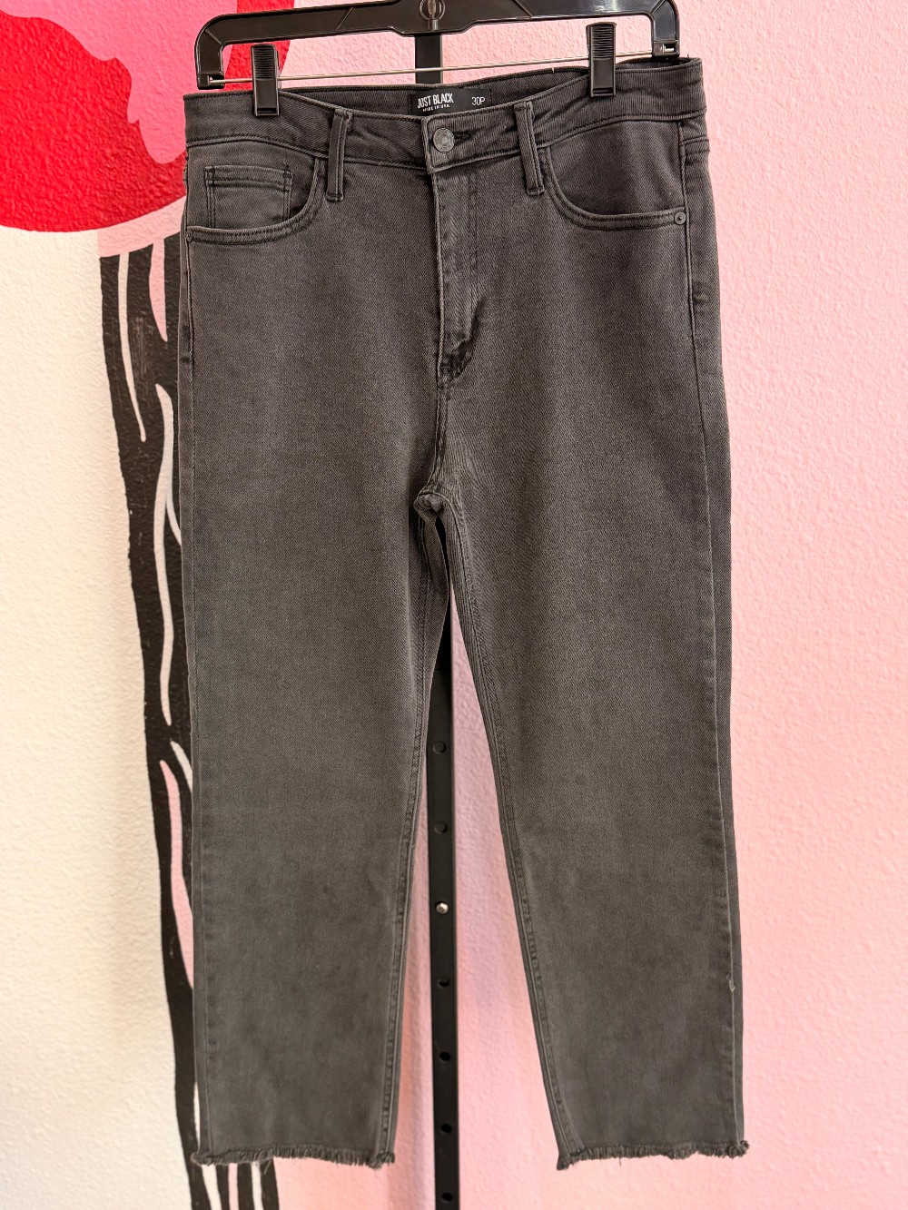 Just Black High Rise Raw Hem Jeans