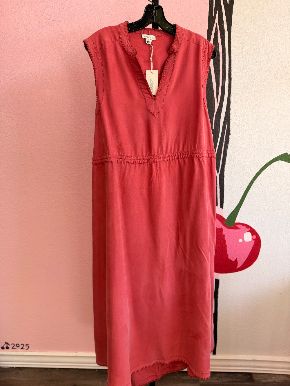 Sundance V Neck Top Stitch Maxi Dress