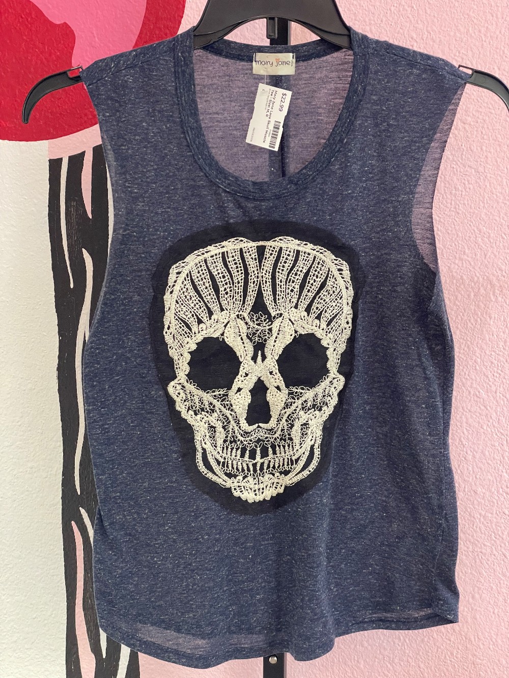 Mary Jane Lace Skull Muscle Tee
