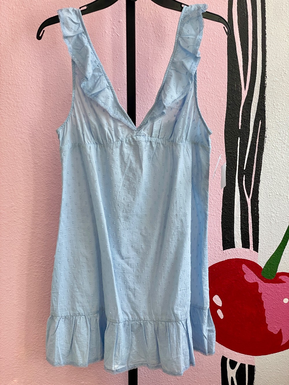 Only Hearts Swiss Dot Ruffle Neck Mini Dress