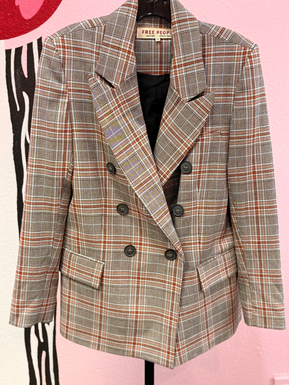 Free People Plaid Blazer
