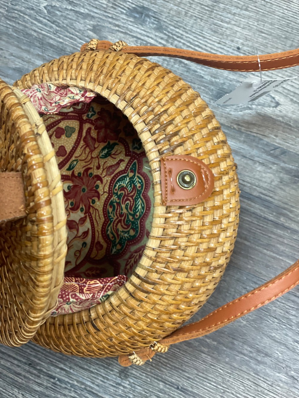 Round Woven Basket Crossbody